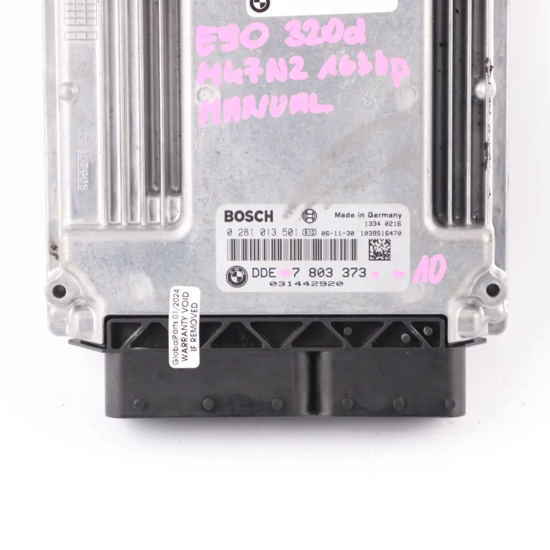 BMW E87 E90 E60 120d 320d 520d M47N2 163HP Engine Unit ECU DDE 7803373 Manual