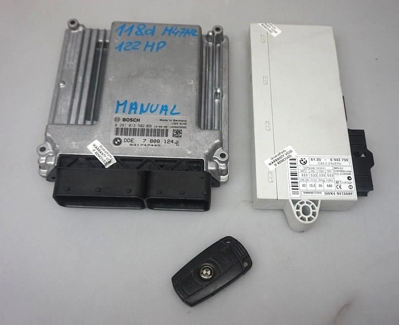 BMW 1 3 E87 E90 E91 118d 318d M47N2 Grundsteuergerät DDE CAS2 Schlüssel 78081