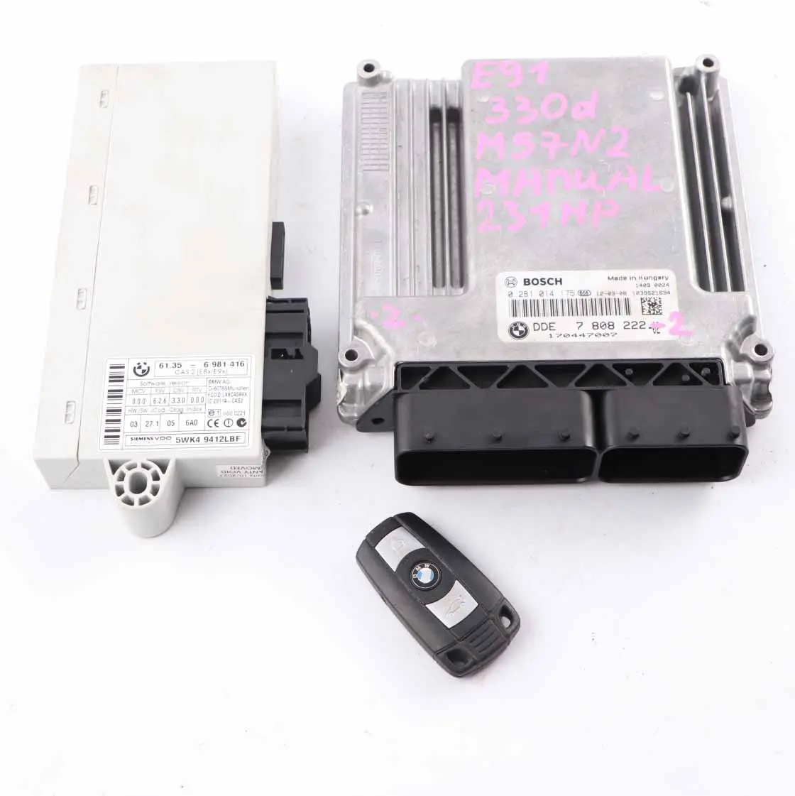 BMW E90 E91 M57N2 330d 231HP Engine Unit ECU Kit DDE 7808222 CAS2 Key Manual