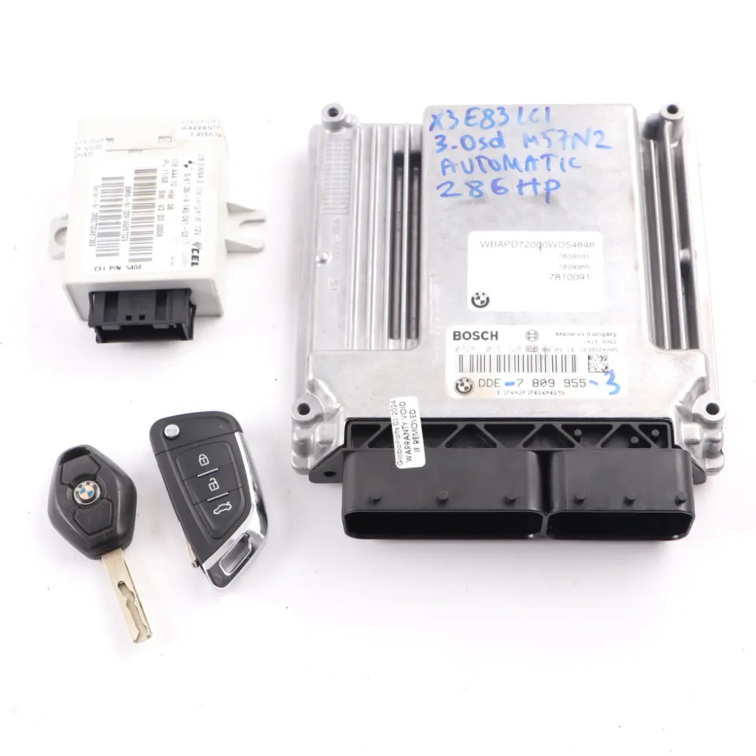 BMW E83 LCI 3.0sd 286HP M57N2 Engine ECU KIT DDE 7809955 + EWS + Key Automatic