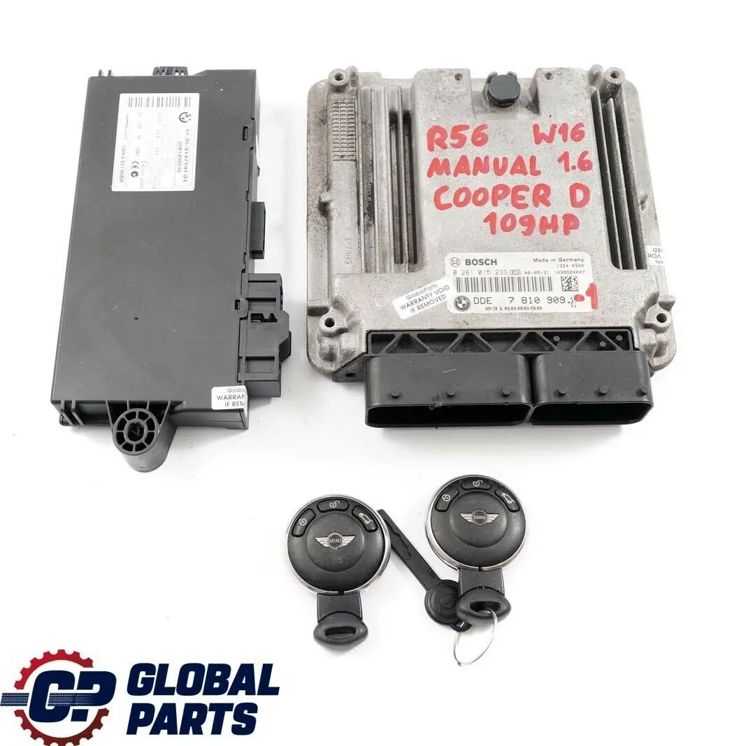 Mini Cooper D R55 R56 Diesel  W16 1.6 ECU Kit DDE 7810909 CAS3 + 2 Keys Manual