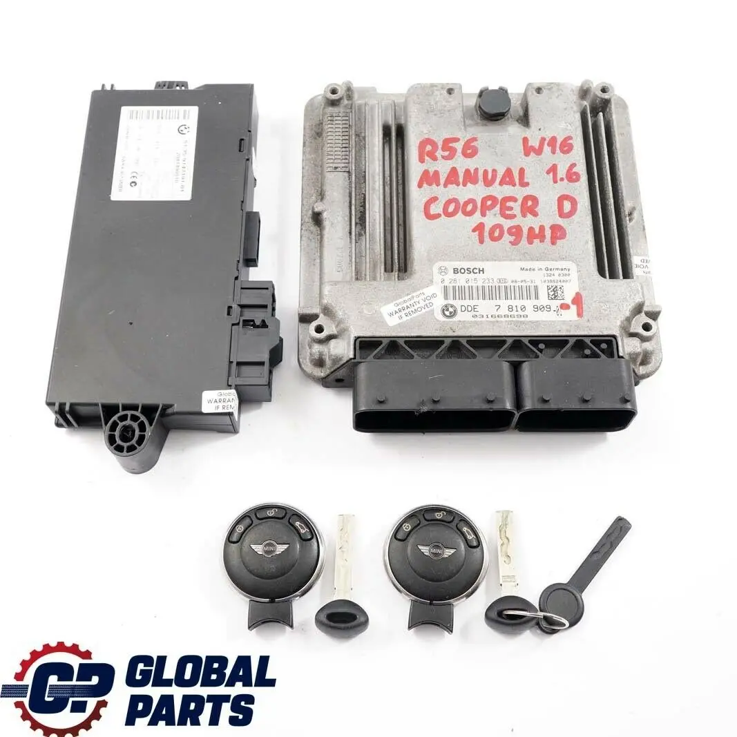 Mini Cooper D R55 R56 Diesel  W16 1.6 ECU Kit DDE 7810909 CAS3 + 2 Keys Manual