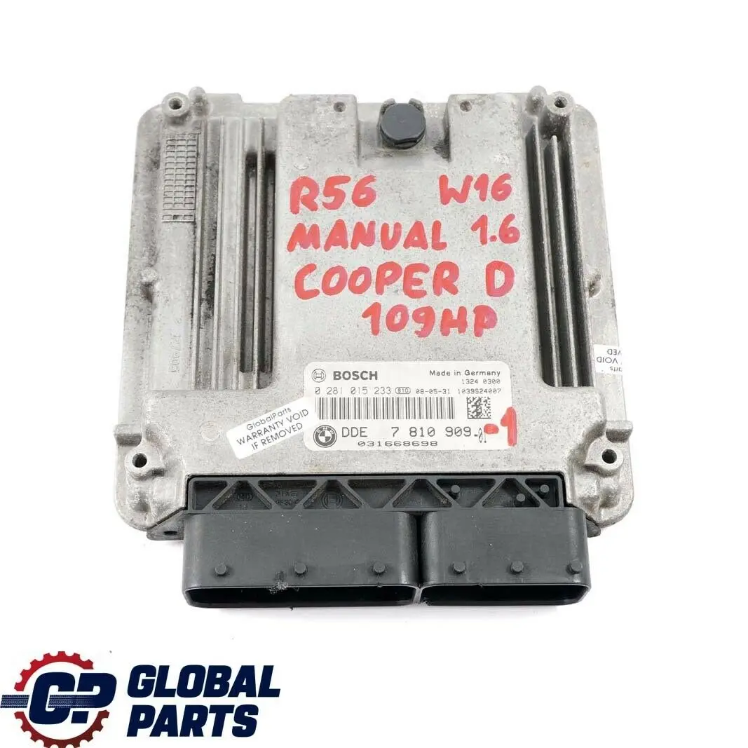 Mini Cooper D R55 R56 Diesel  W16 1.6 ECU Kit DDE 7810909 CAS3 + 2 Keys Manual