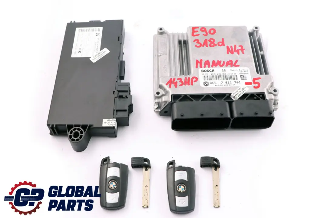 BMW E87 LCI E90 118d 318d N47 Diesel ECU KIT DDE 7811701   CAS3   2 Keys Manual