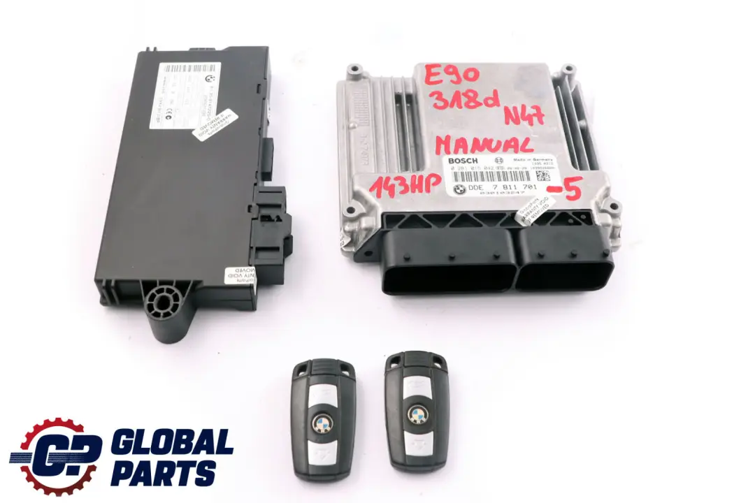 BMW E87 LCI E90 118d 318d N47 Diesel ECU KIT DDE 7811701   CAS3   2 Keys Manual