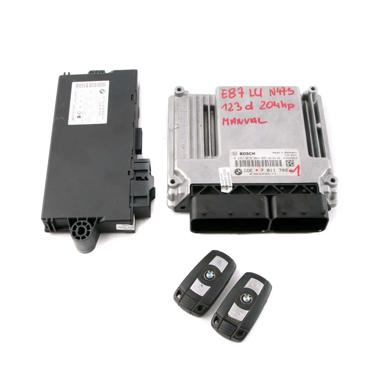 BMW E81 E82 E87 LCI 123d N47S 204HP ECU Kit DDE 7811702 + CAS3 + 2 Keys Manual