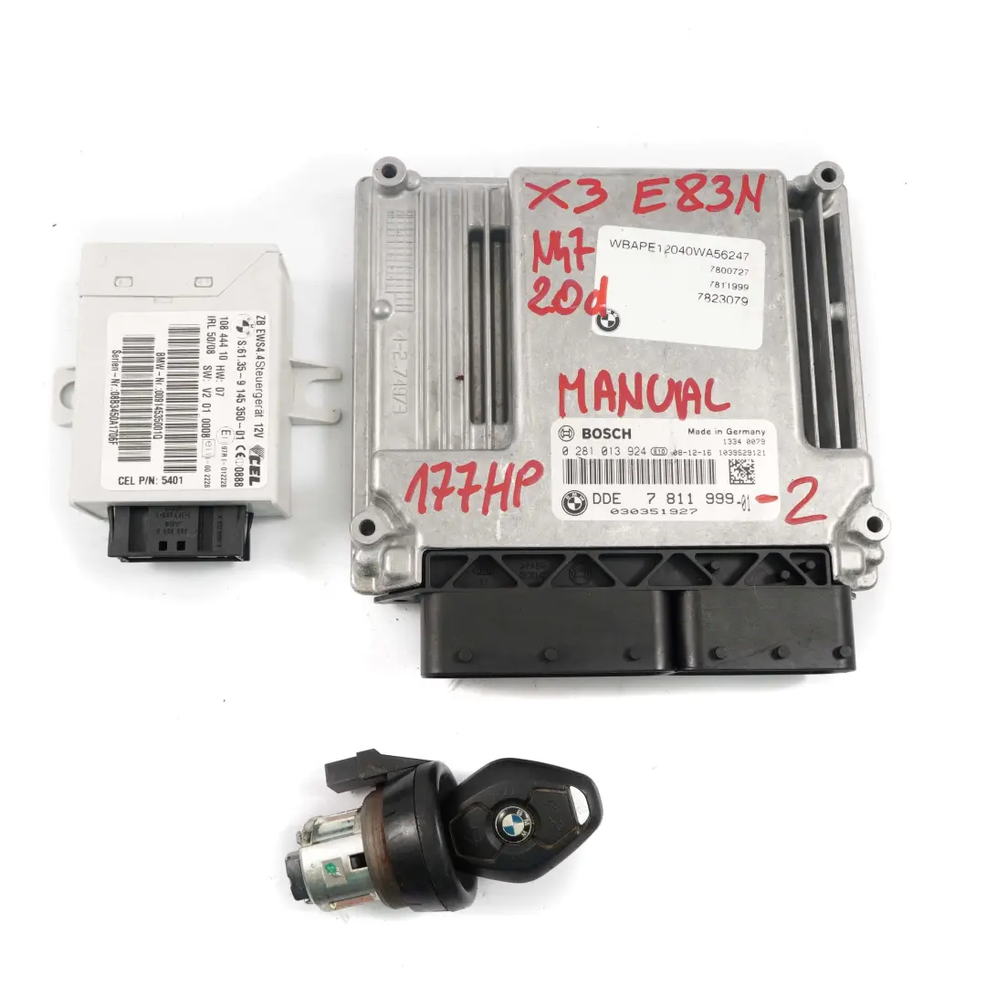 BMW X3 E83 LCI 2.0d N47 177HP Diesel ECU Kit DDE 7811999 + EWS4 + Llave Manual