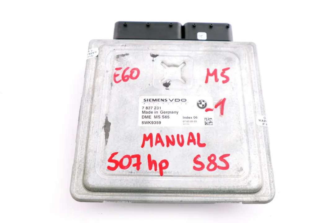 BMW 5 Series E60 M5 E63 M6 S85 Engine Control Unit ECU DME Unit 7837231 5WK9359