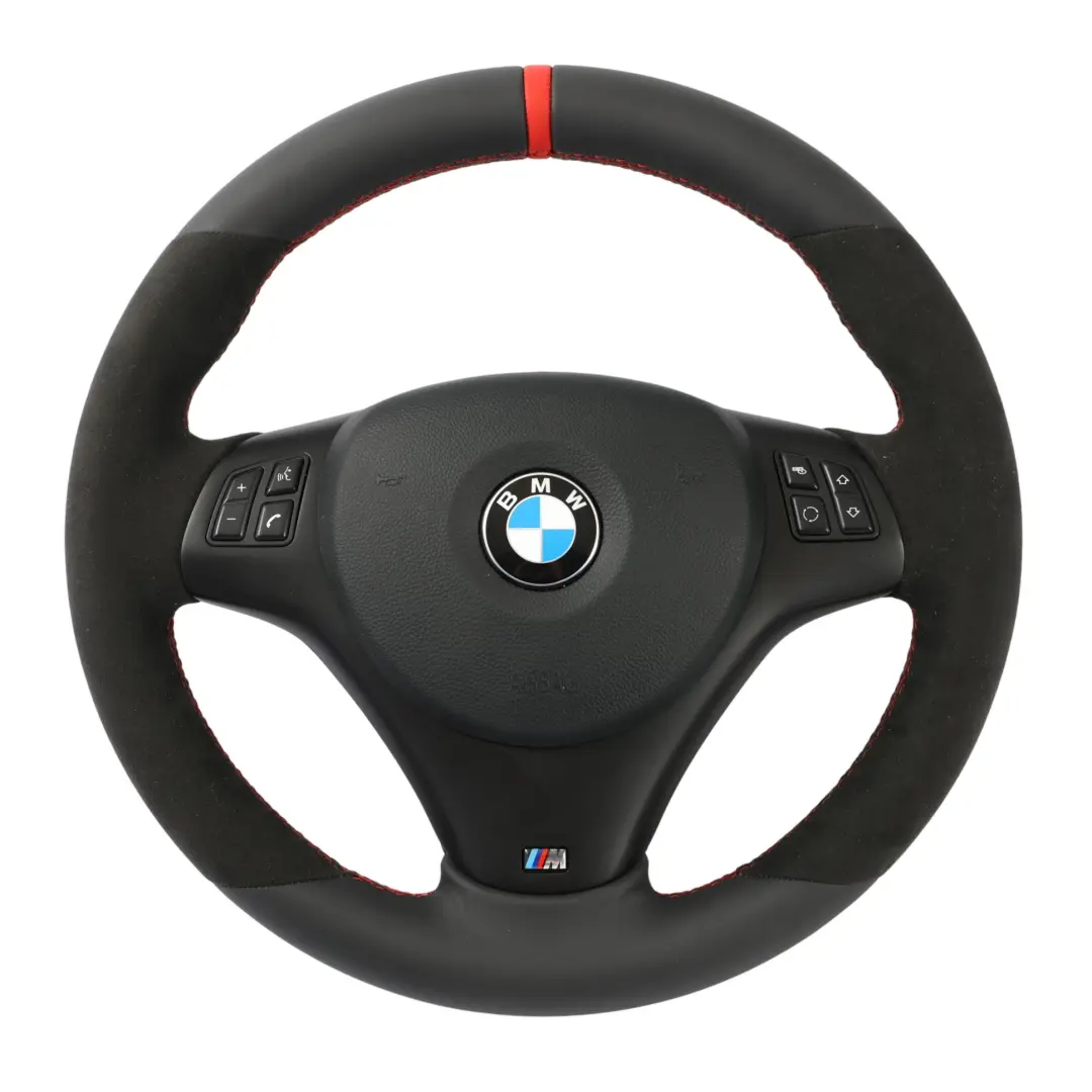 BMW E81 E87 E90 E91 E92 NUEVO Volante Grueso M Sport De Cuero Negro Alcantara