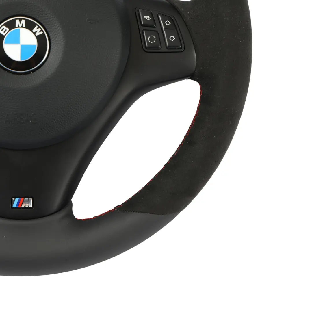 BMW E81 E87 E90 E91 E92 NUEVO Volante Grueso M Sport De Cuero Negro Alcantara