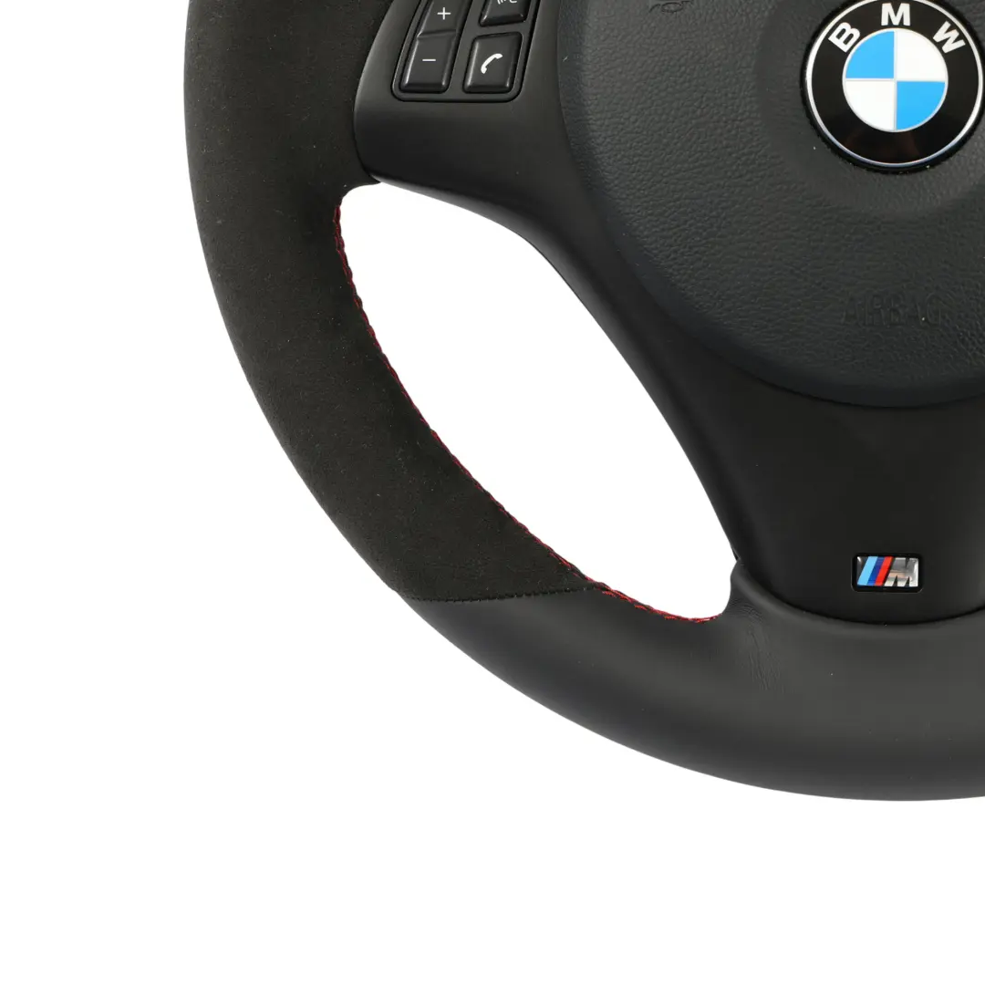 BMW E81 E87 E90 E91 E92 NUEVO Volante Grueso M Sport De Cuero Negro Alcantara