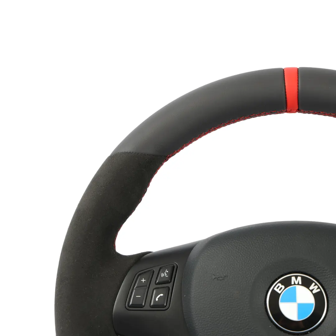 BMW E81 E87 E90 E91 E92 NUEVO Volante Grueso M Sport De Cuero Negro Alcantara