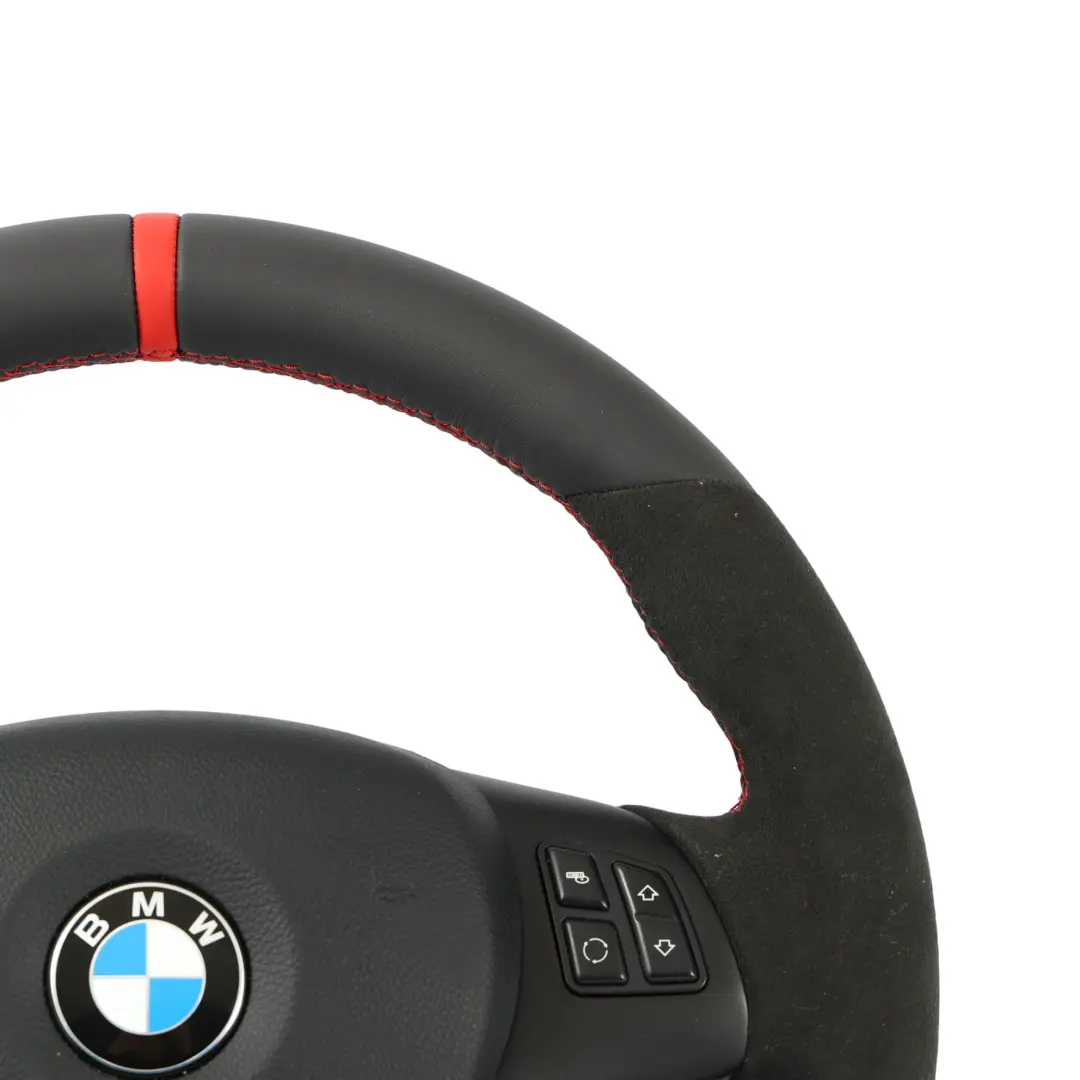 BMW E81 E87 E90 E91 E92 NUEVO Volante Grueso M Sport De Cuero Negro Alcantara