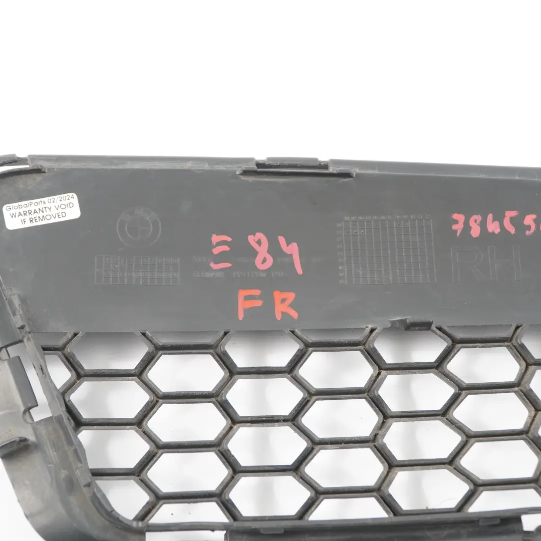 BMW E84 M Sport Front Bumper Partially Open Grid Grille Right O/S 7845542