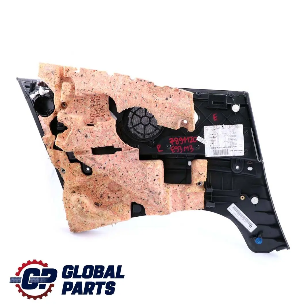 BMW 3 E93 M3 Cabrio Rear Right O/S Lateral Trim Panel Lining Black Leather
