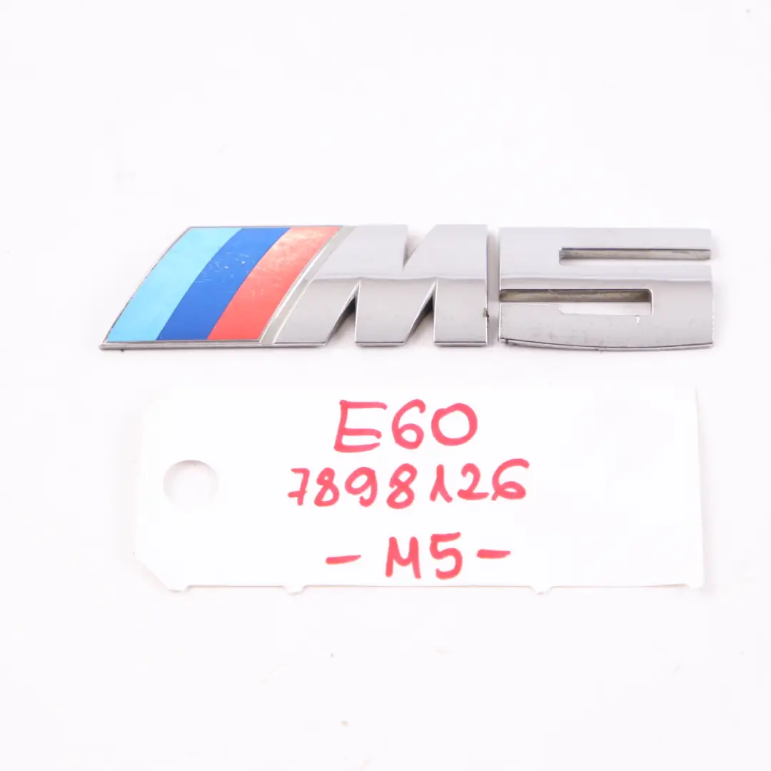 BMW E60 M5 Emblem Lettering Chrome Rear Adhered Boot Trunk Lid Badge Tri-Colour