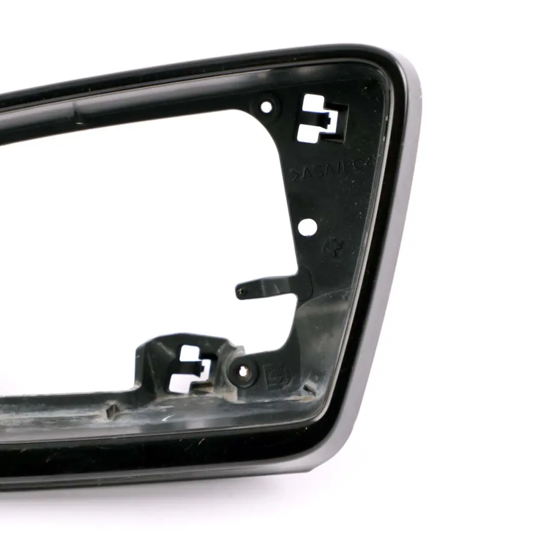 BMW E60 E61 Bandeja Izquierda Espejo Exterior Anillo Soporte Negro Alto Brillo