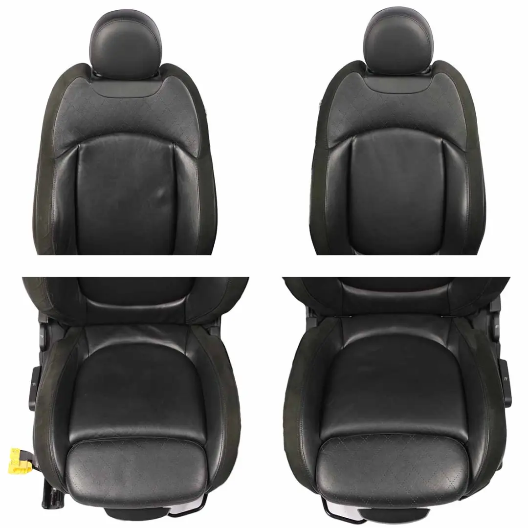 Heated Seats Mini F56 Sport Leather Cross Punch Carbon Black Set Front Rear Seat