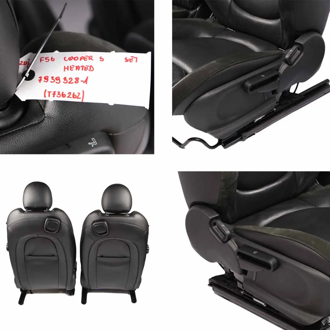 Heated Seats Mini F56 Sport Leather Cross Punch Carbon Black Set Front Rear Seat