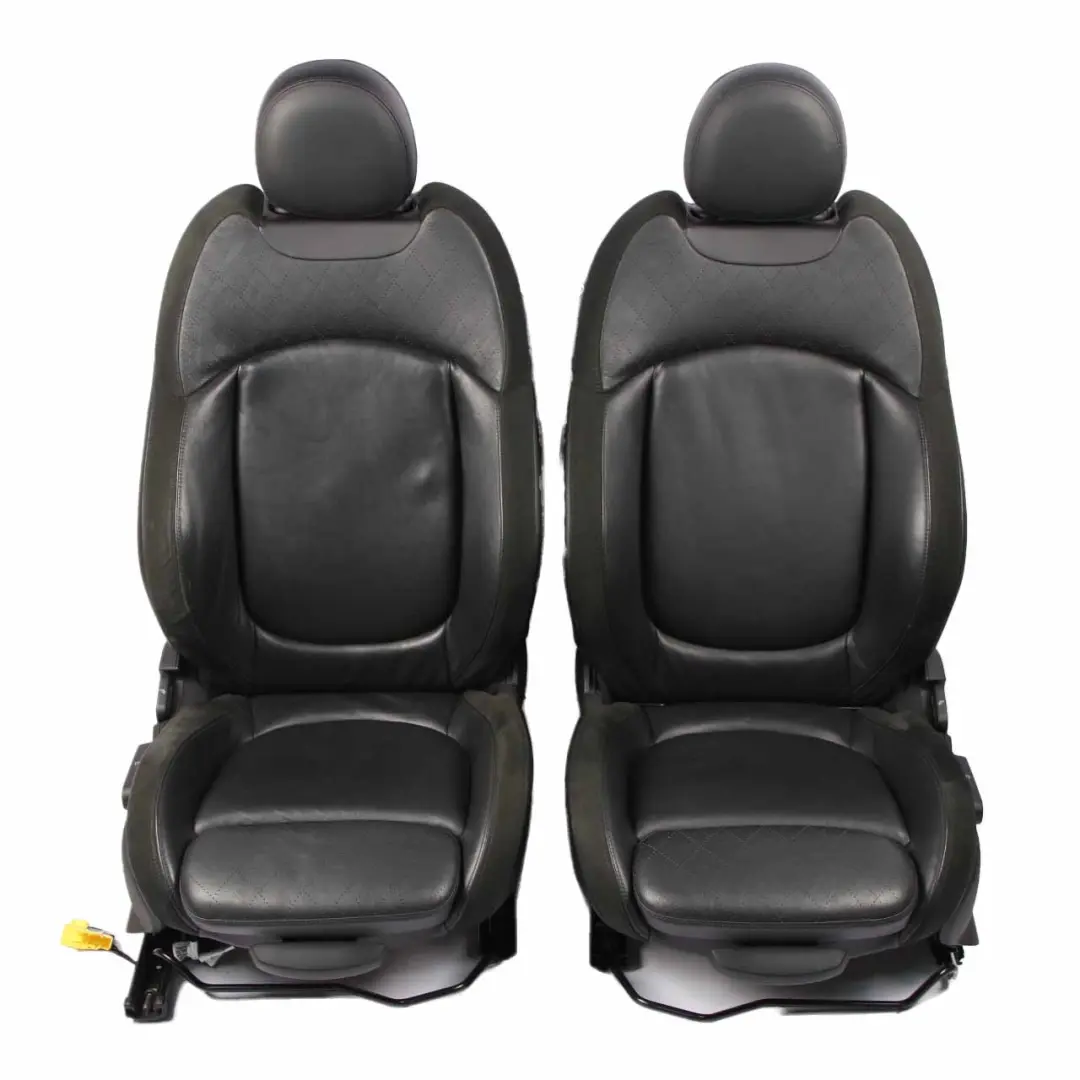 Heated Seats Mini F56 Sport Leather Cross Punch Carbon Black Set Front Rear Seat