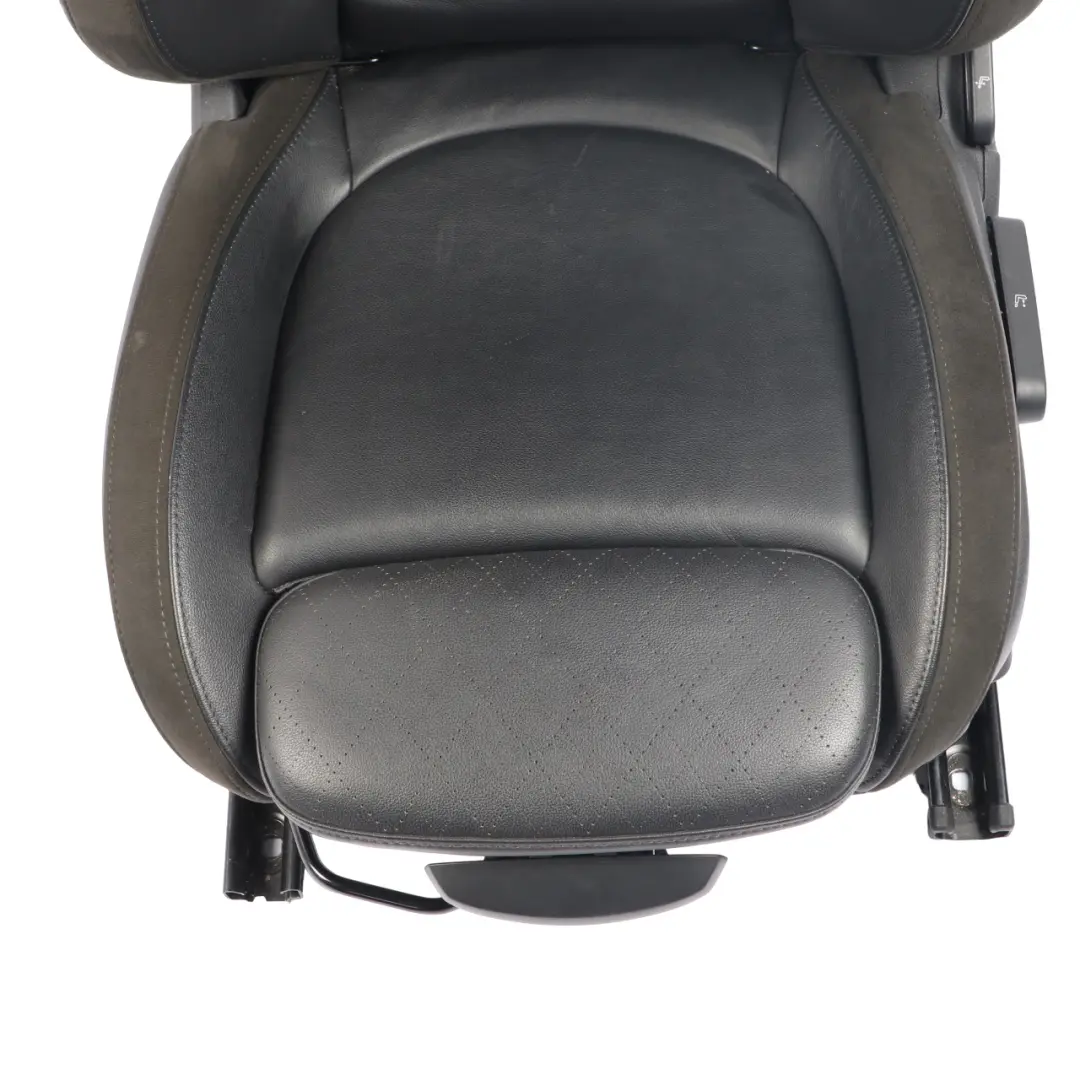 Mini F55 Front Seat Sport Left N/S Heated Leather Cross Punch Carbon Black