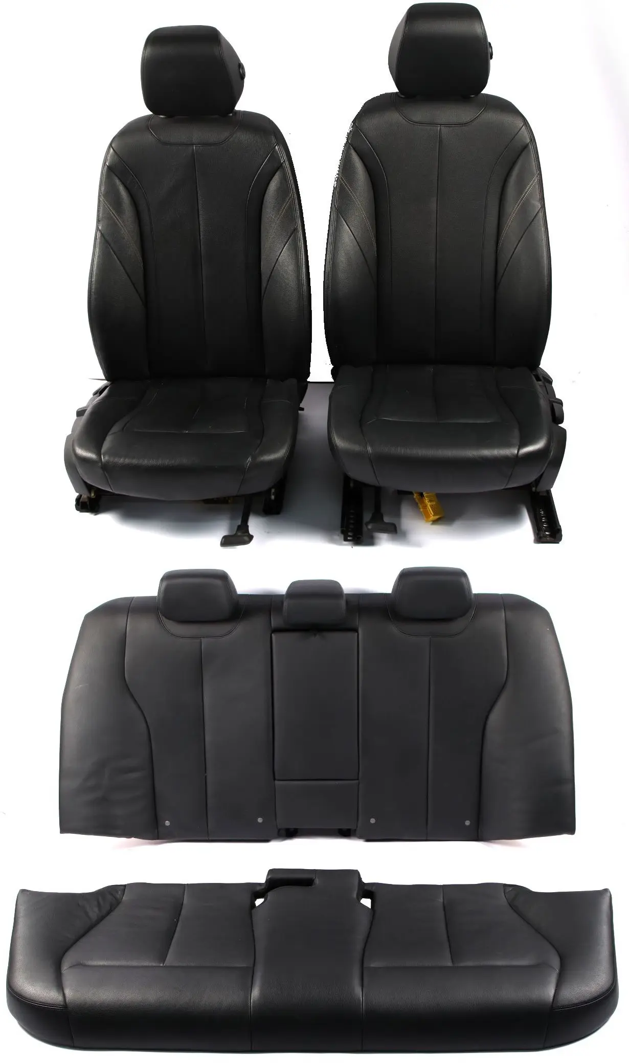 BMW F30 Leather Seats Black / Exclusive Seam Front Rear Seat Set with Door Cards