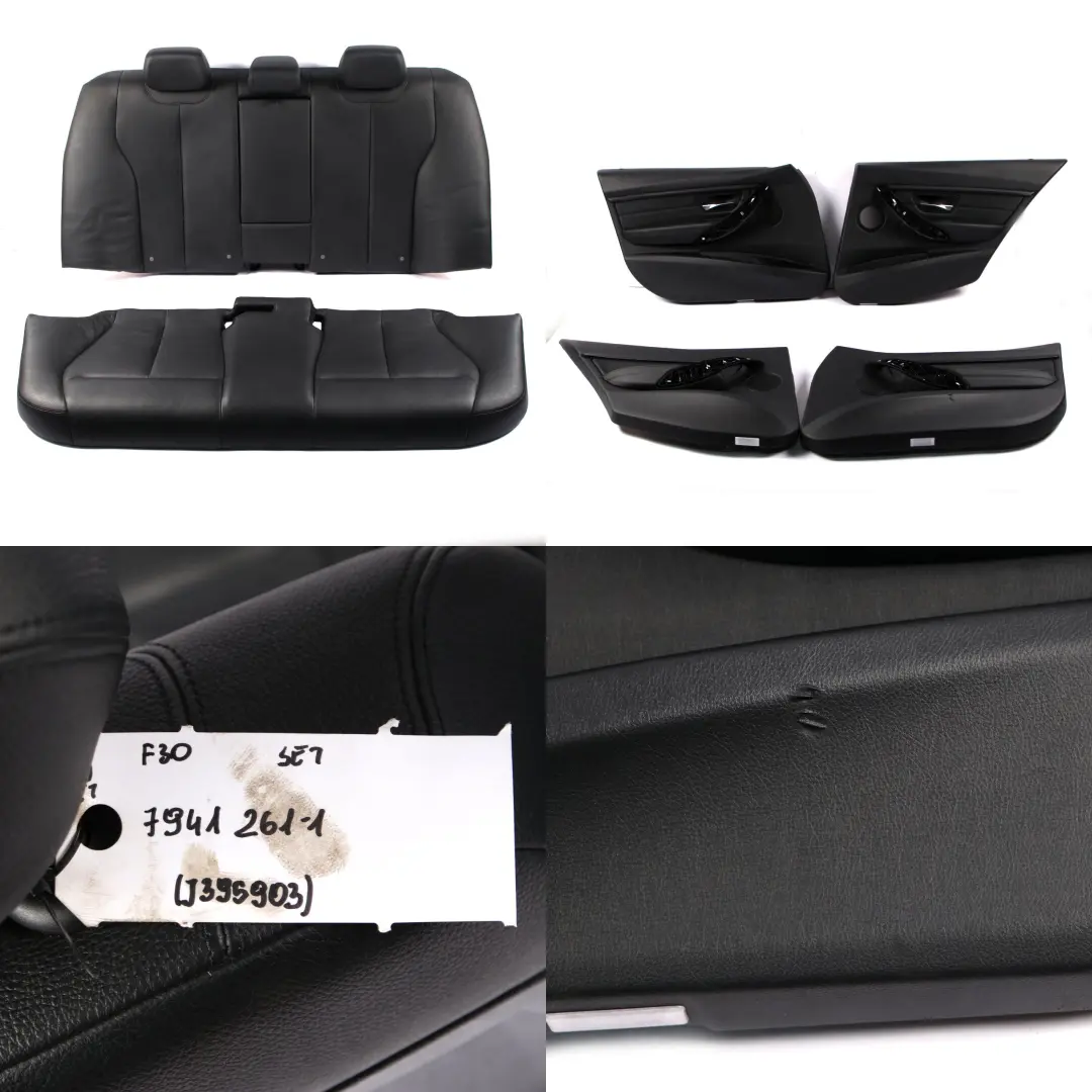 BMW F30 Leather Seats Black / Exclusive Seam Front Rear Seat Set with Door Cards