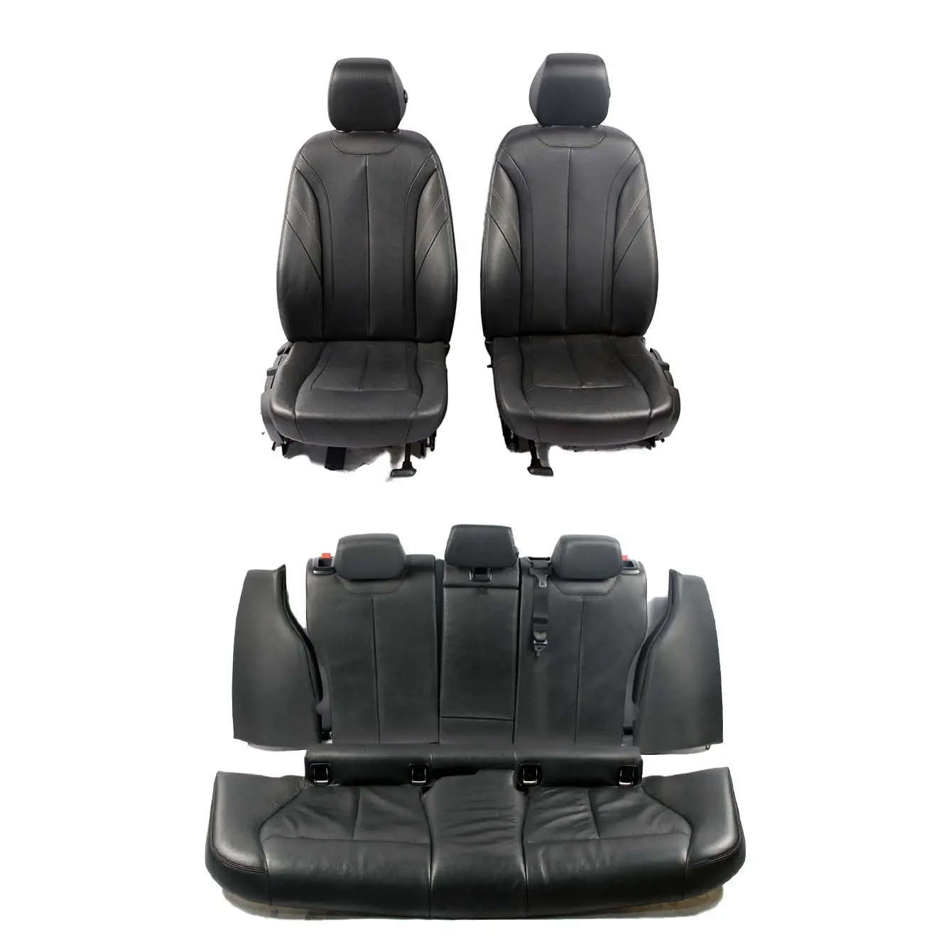 BMW F31 Leather Seats Heated Black / Exclusive Seam Seats Front Rear Seat Set