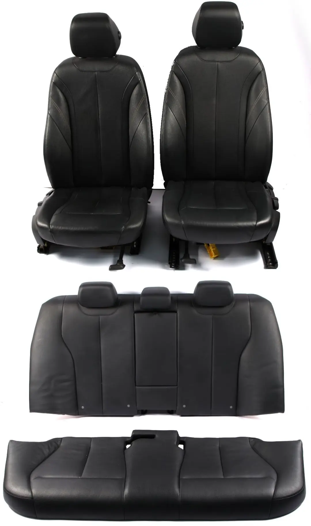 BMW F31 Leather Seats Heated Black / Exclusive Seam Seats Front Rear Seat Set