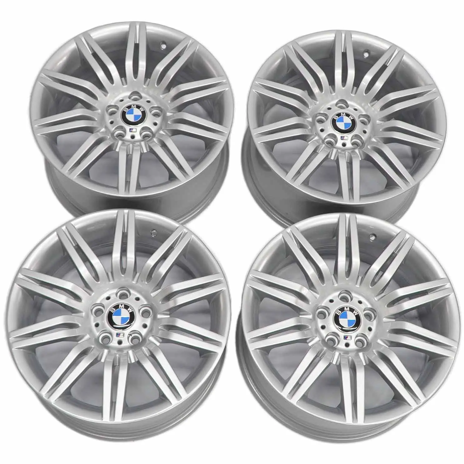 BMW E60 Silver Set Complete 4x Wheel Rim 19" 8,5J / 9,5J M Double Spoke 172