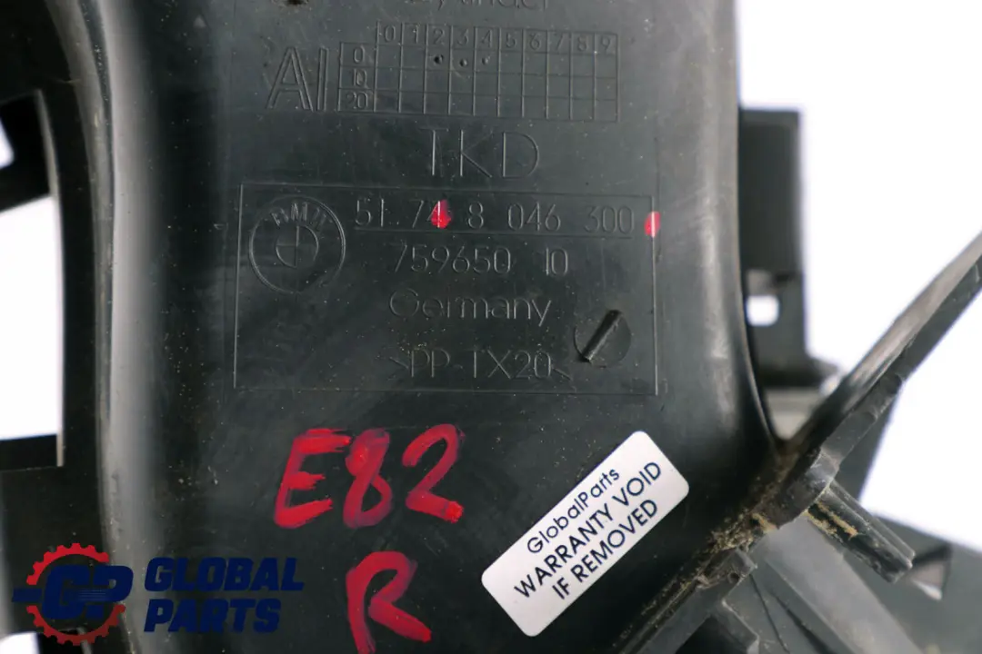 BMW E82 E88 Parachoques Conducto De Aire De Freno Delantero Derecho 8046300