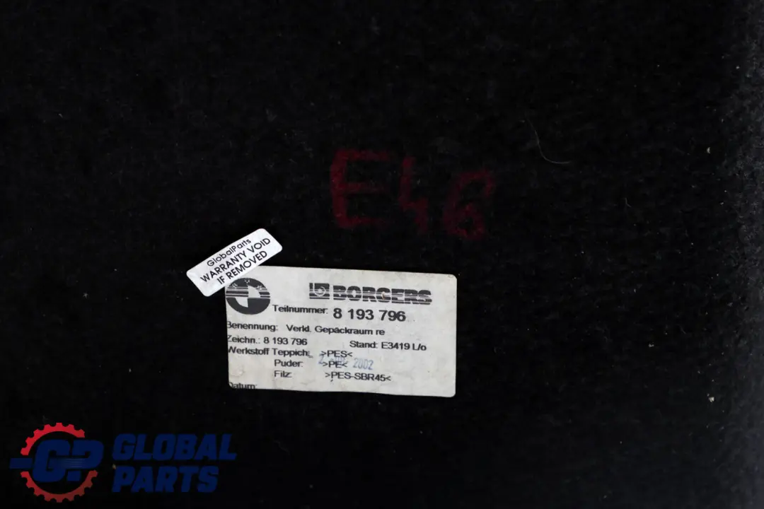 BMW E46 Trim Panel Derecho Cubierta Maletero Gris 8193796