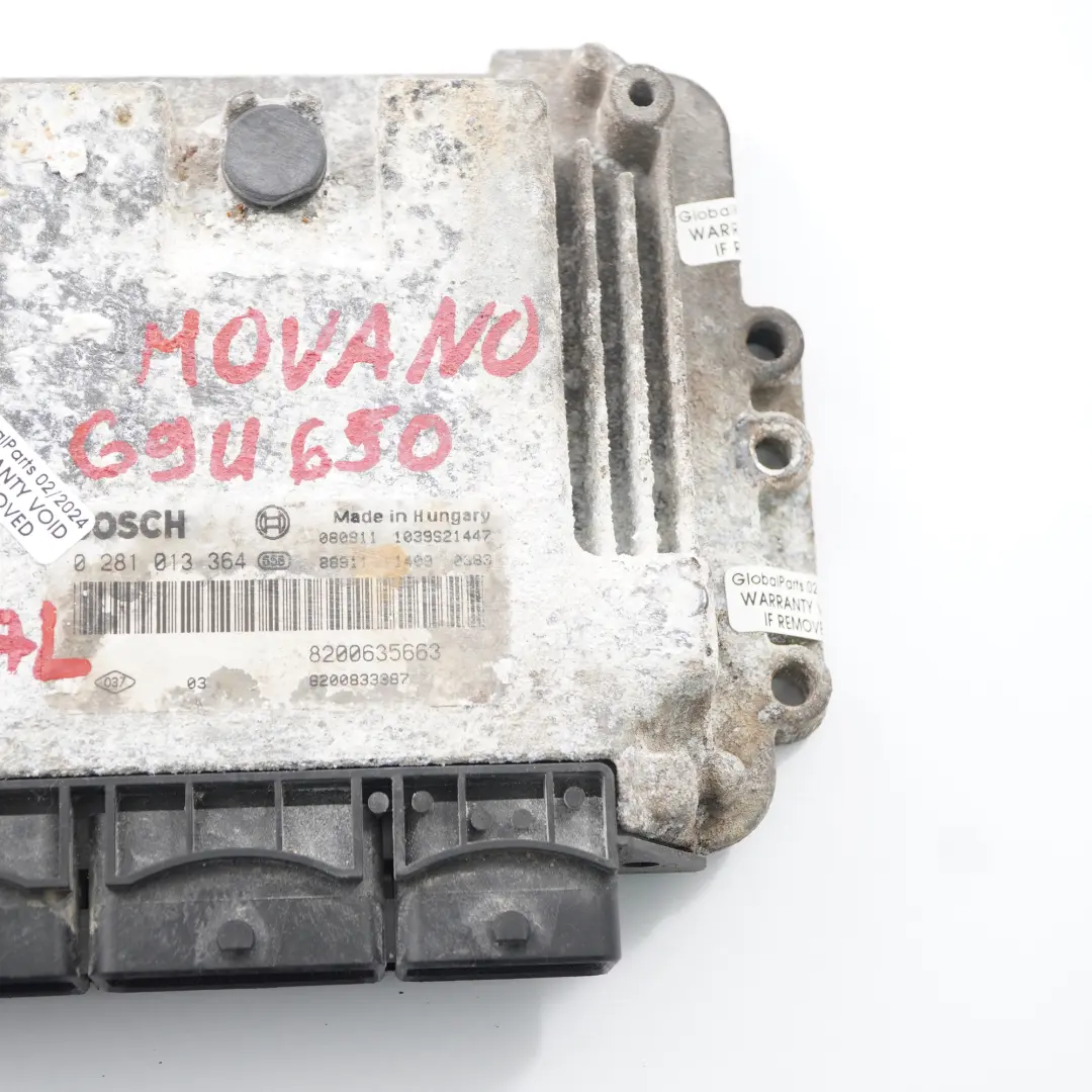 Vauxhall Movano A 2.5 CDTI G9U 650 Engine Module Unit ECU 8200635663 Manual