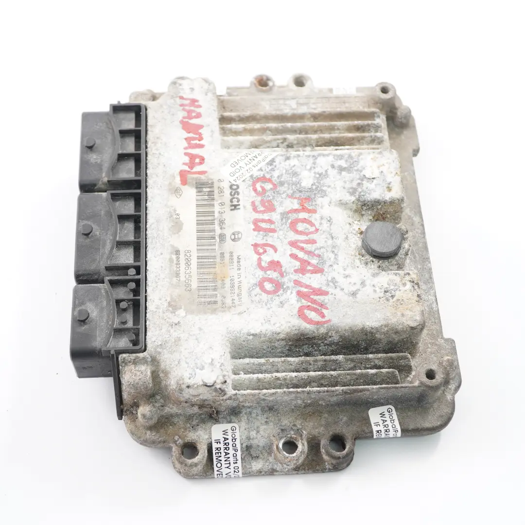 Vauxhall Movano A 2.5 CDTI G9U 650 Engine Module Unit ECU 8200635663 Manual