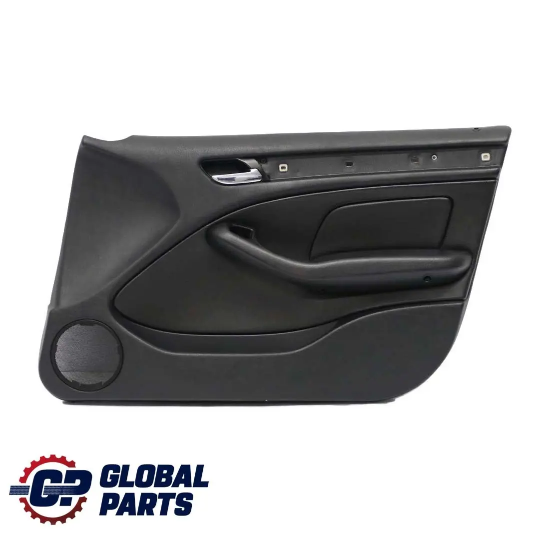 BMW E46 Berlina Touring Delantera Derecha Trim Panel Puerta Tarjeta Cuero Negro