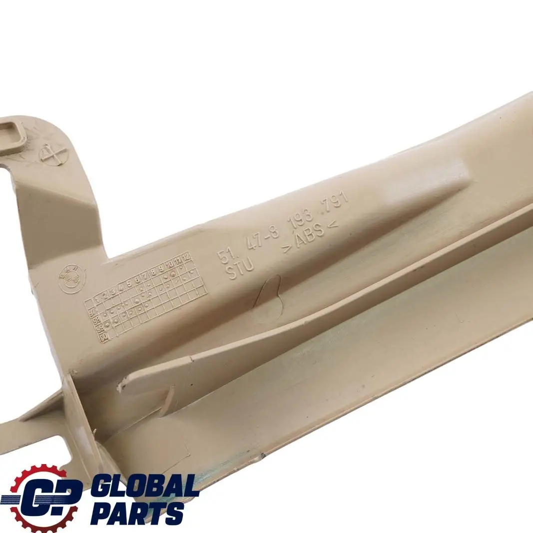 BMW 3 E46 Cover Strip Entrance Rear Left N/S Inner Trim Light Beige 8193791