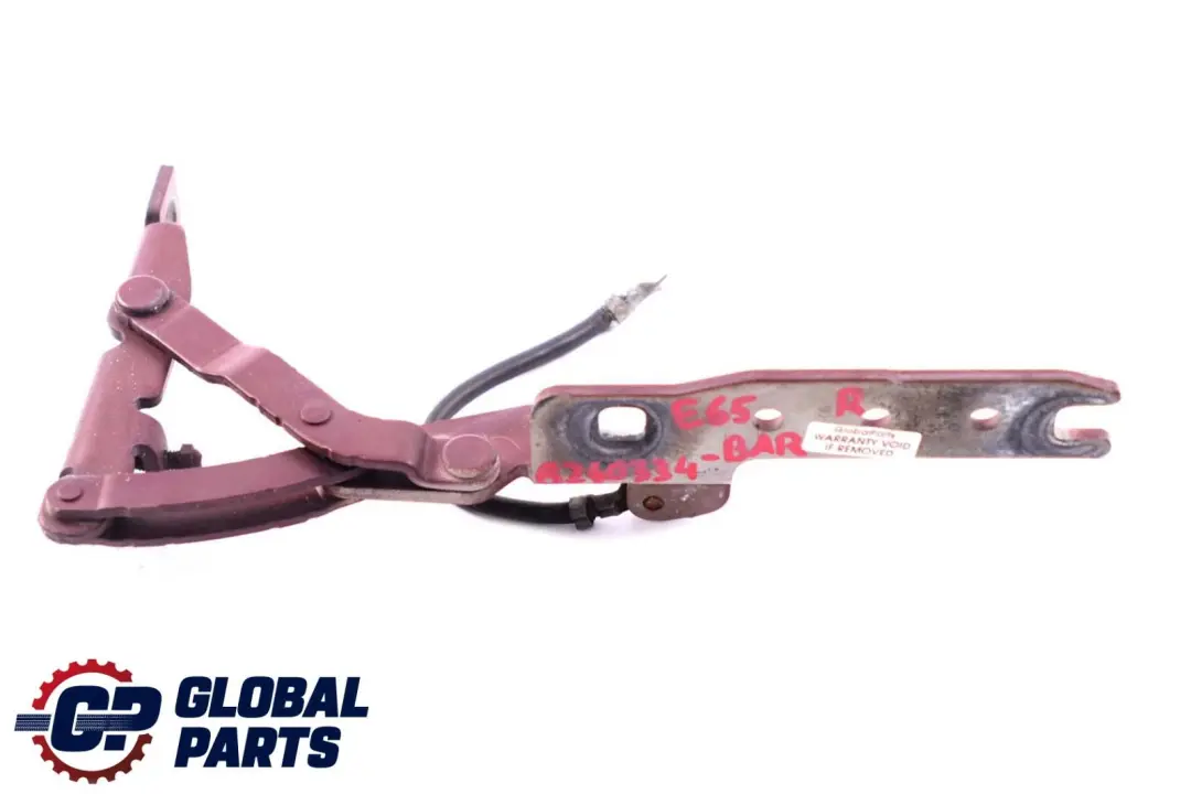 BMW 7 Series E65 Engine Hood Bonnet Right O/S Hinge Barberarot Red A39 8240334