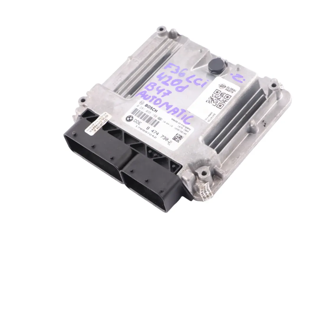 BMW F20 F21 F30 F31 LCI 120d 320d Diesel B47 190HP ECU DDE 8474730 Automatic