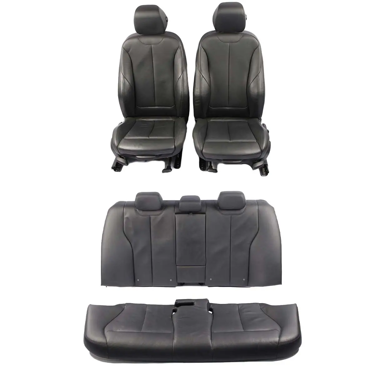 Leather Seats BMW F30 LCI M Sport Black Heated Interior Front Rear Seat Backrest