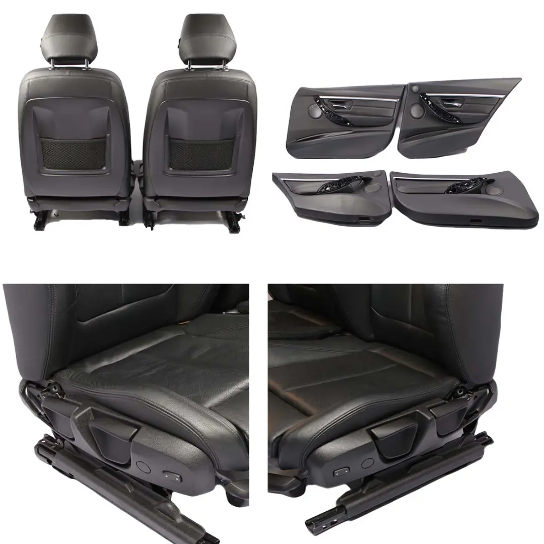 Leather Seats BMW F30 LCI M Sport Black Heated Interior Front Rear Seat Backrest