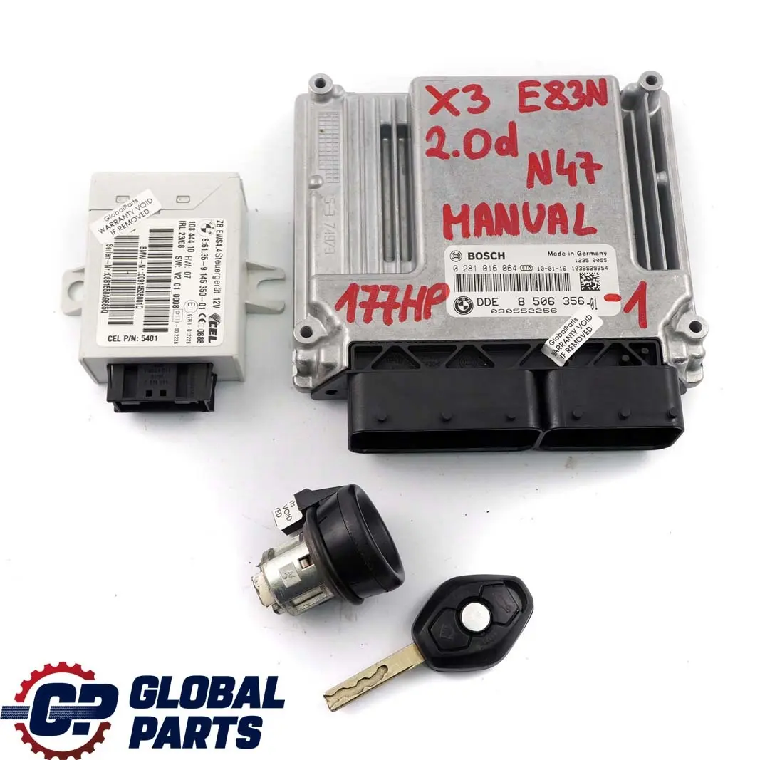 BMW X3 E83 LCI 2.0d N47 Motor ECU Kit DDE 8506356 EWS4 + Schlüssel Manual