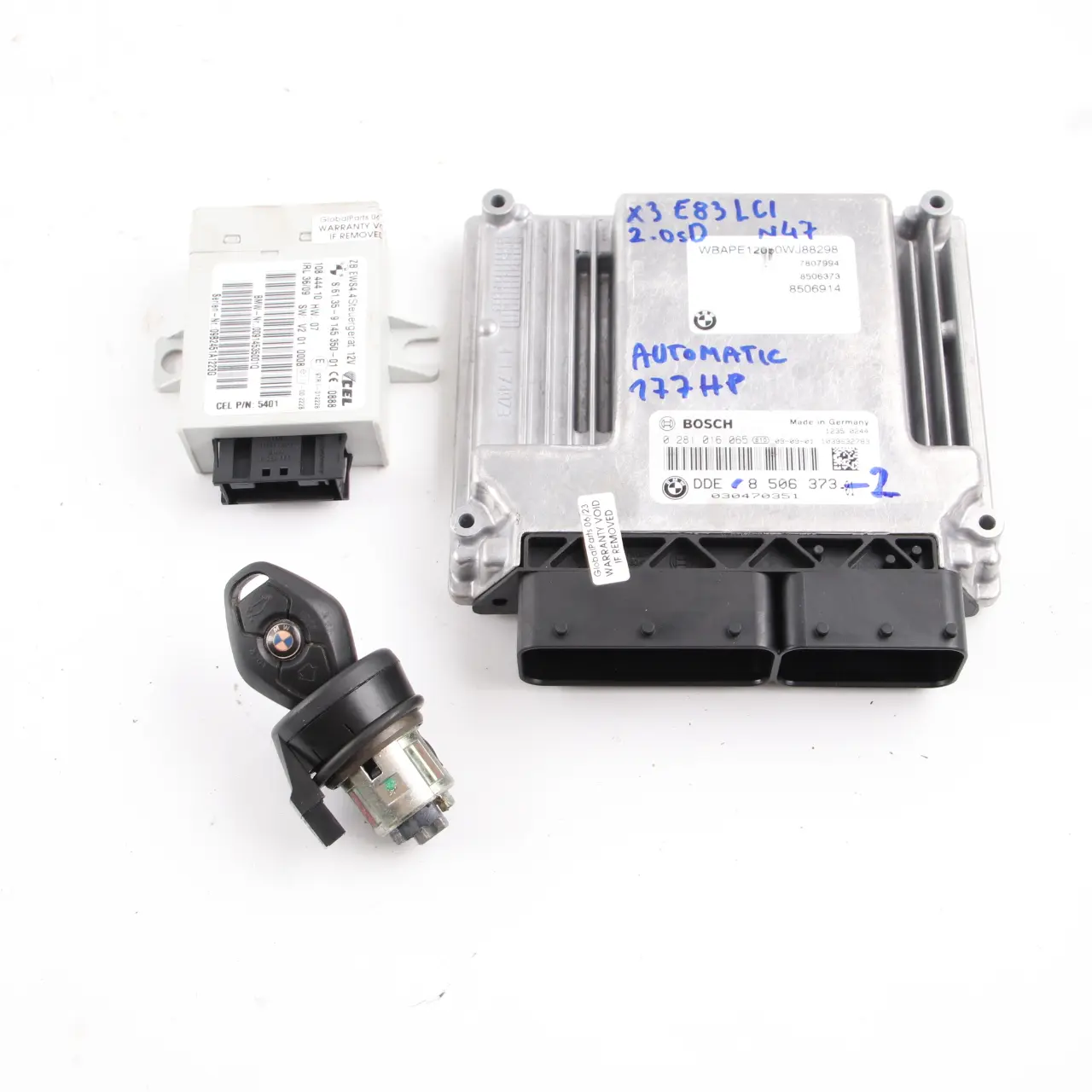 BMW X3 E83 LCI 2.0d N47 177HP Engine Control Unit ECU Kit DDE 8506373 EWS Key