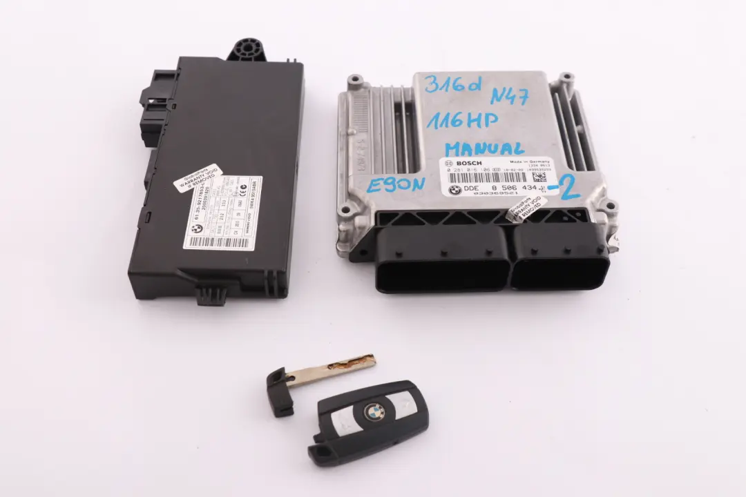 BMW 1 3 Series E81 E87 E90 LCI 116d 316d N47 ECU Kit DDE CAS3 Key 8506434 Manual