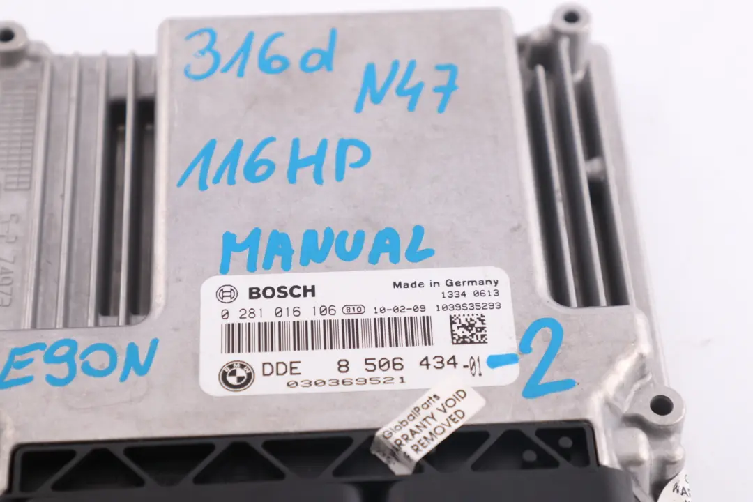 BMW 1 3 Series E81 E87 E90 LCI 116d 316d N47 ECU Kit DDE CAS3 Key 8506434 Manual