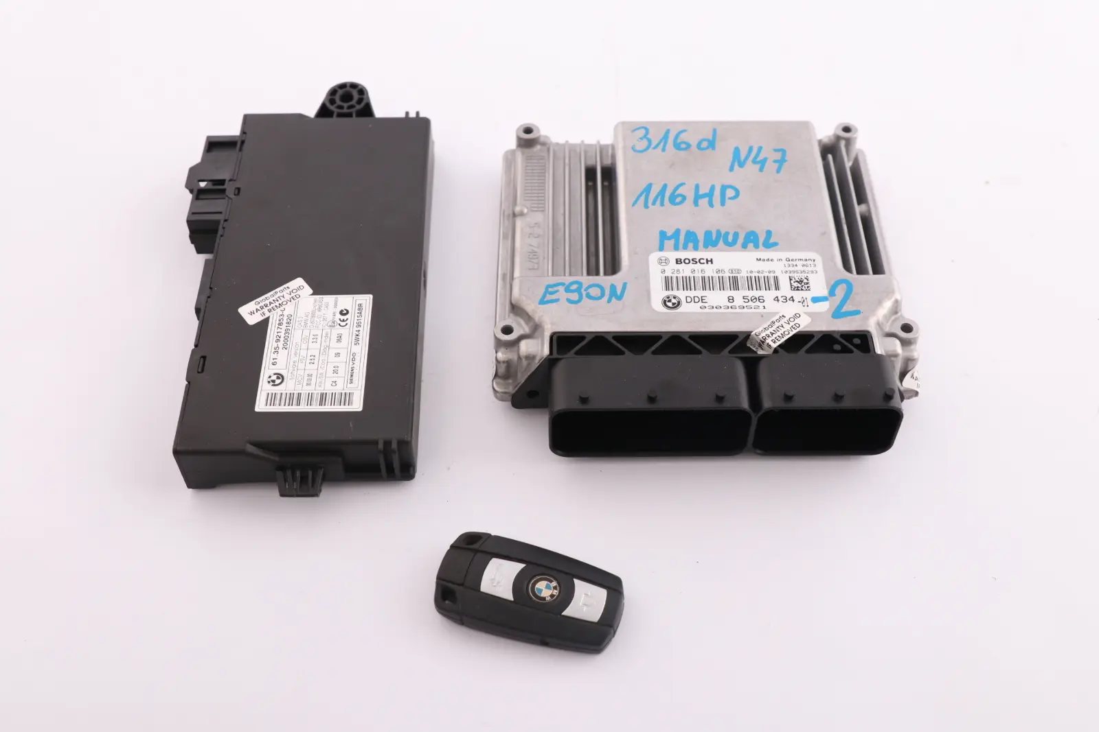 BMW 1 3 Series E81 E87 E90 LCI 116d 316d N47 ECU Kit DDE CAS3 Key 8506434 Manual