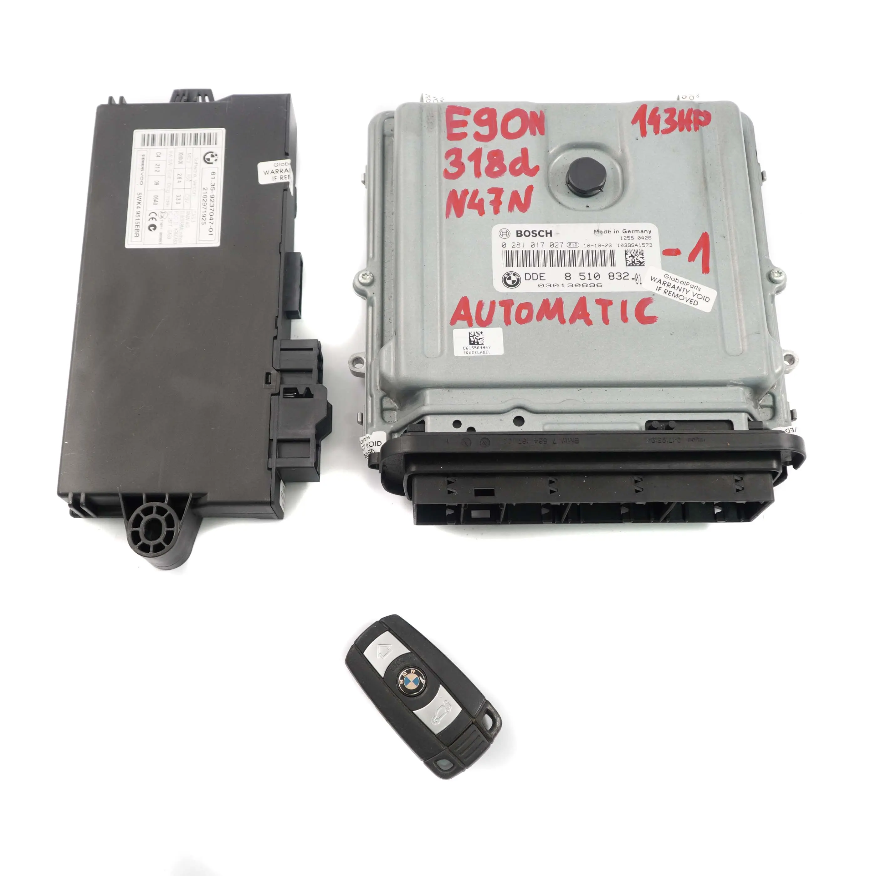 BMW E90 E91 LCI 318d Motor N47N 143HP ECU Kit DDE 8510832 CAS3 Llave Automatica