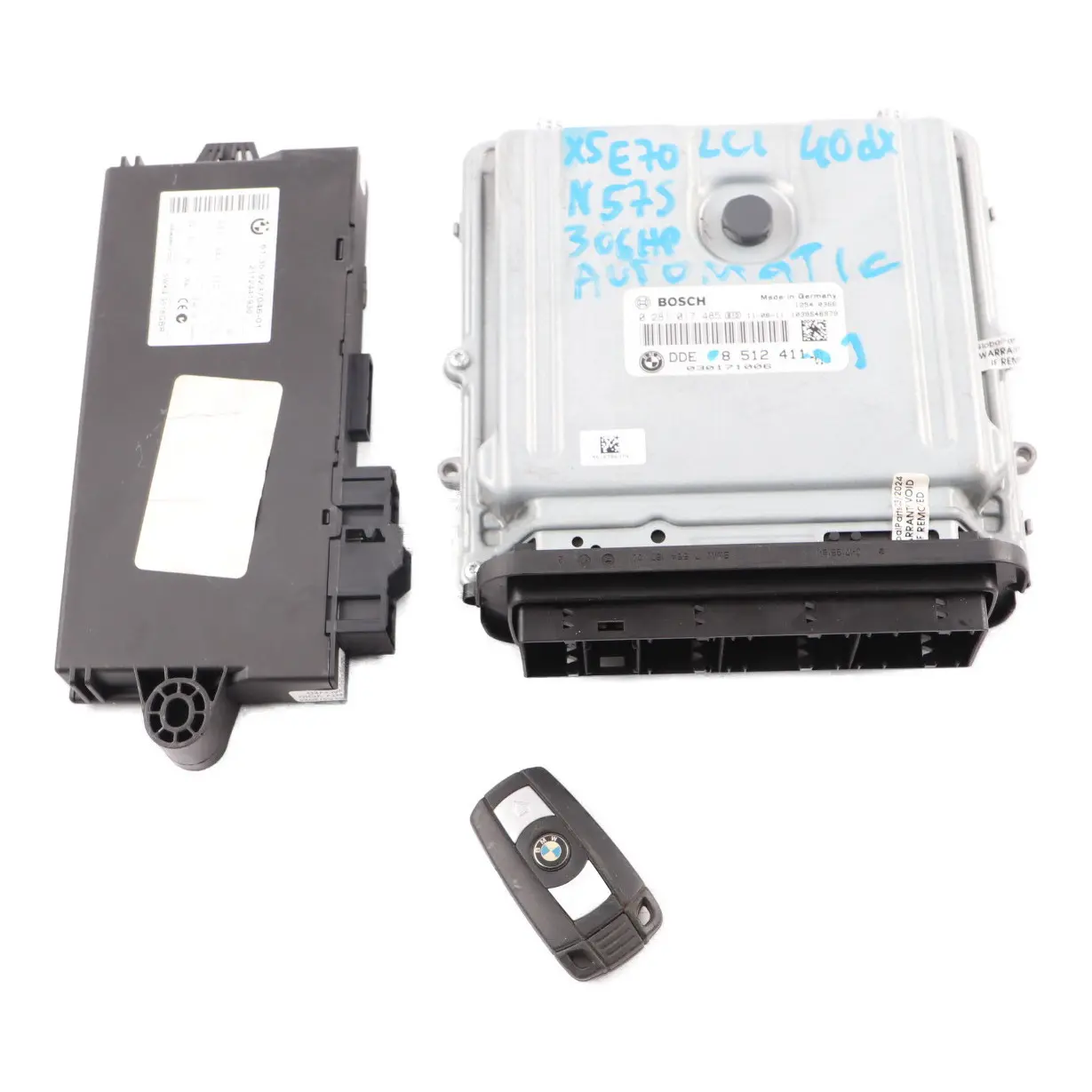 BMW X5 E70 LCI 40dX N57S 306HP Engine ECU KIT DDE 8512411 CAS3 Key Automatic