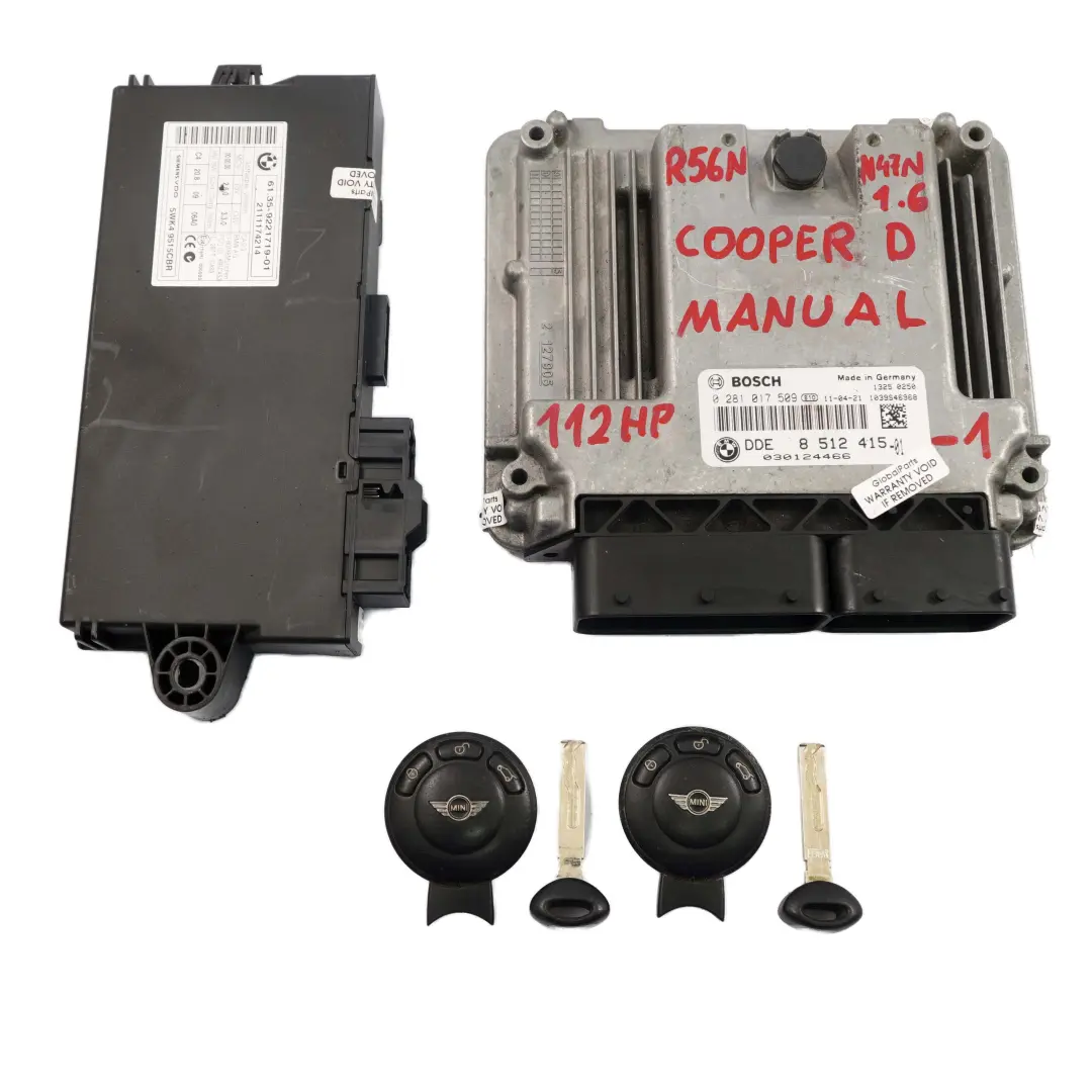 Mini Cooper D R55 R56 LCI R60 N47N Stuergerät ECU DDE 8512415 CAS3 Schlüssel