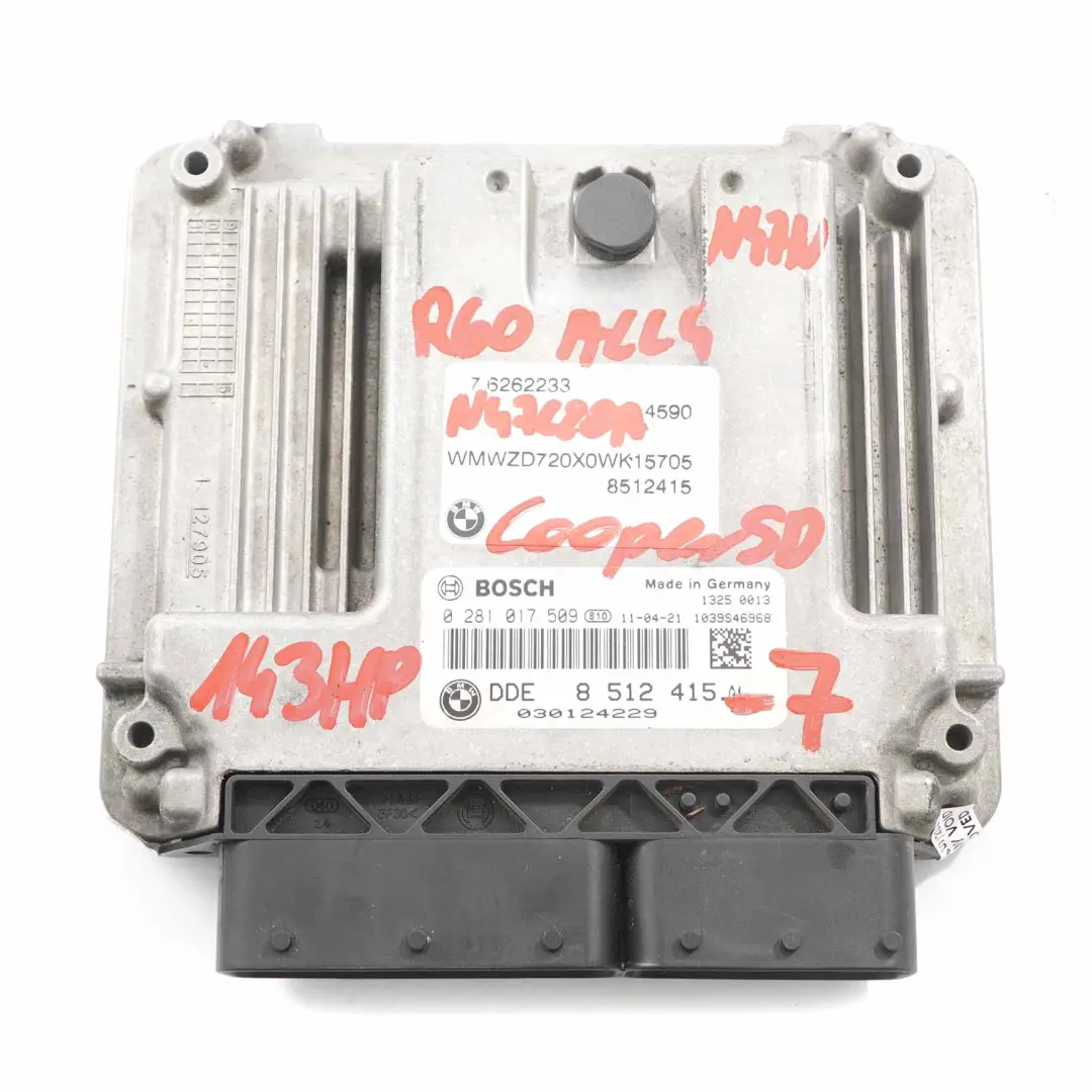 Mini Cooper SD R60 ALL4 N47N 143HP Motor Kit ECU DDE 8512415 CAS3 Clave Manual