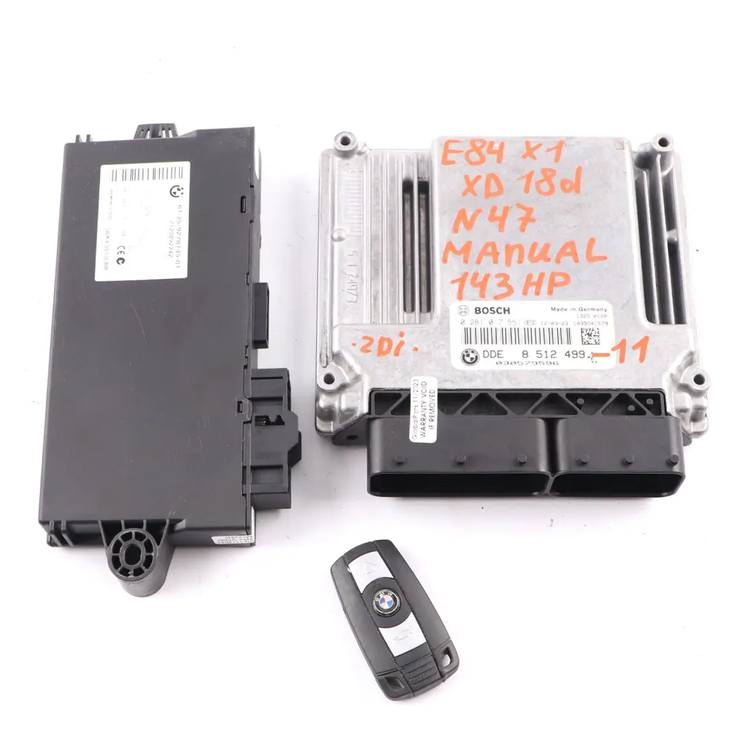 BMW X1 E84 xDrive 18d N47 143HP Engine Unit ECU Kit DDE 8512499 CAS3 Key Manual